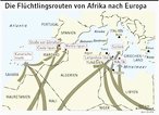 Infografik: Die Flchtlingsrouten von Afrika nach Europa; Großansicht [FR]