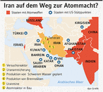 Infografik: Iran auf dem Weg zur Atommacht; Großansicht [FR]