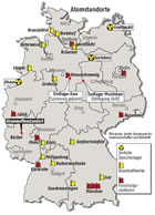 Atomstandorte in Deutschland:  Grafik Großansicht