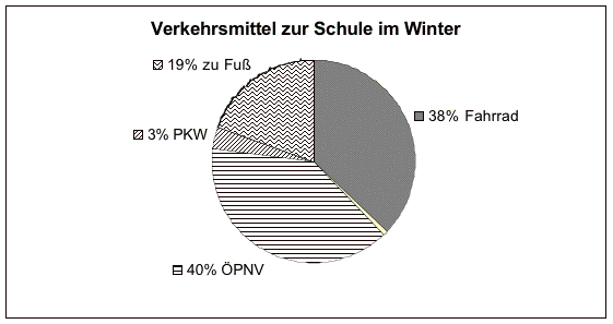 Verkehrsmittel zur Schule im Winter